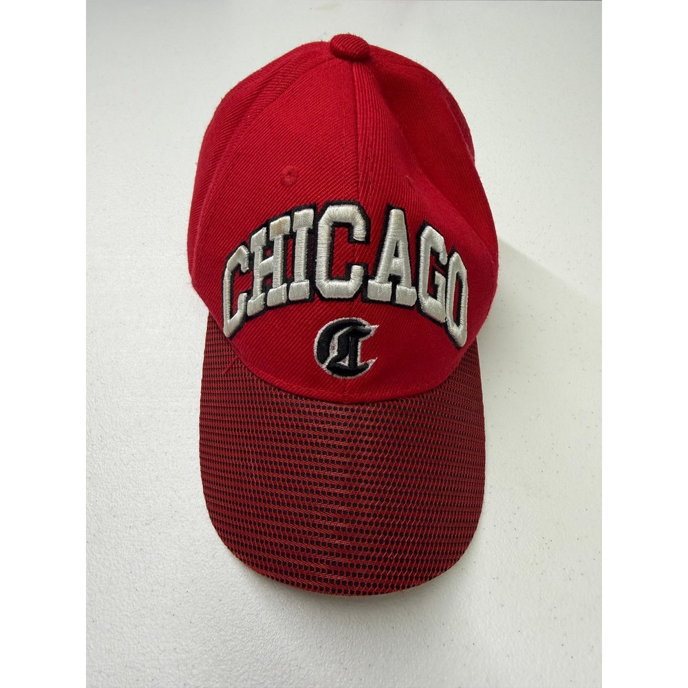 USA Headwear Chicago Baseball Cap Red Embroidered Adjustable Hat Mesh Brim